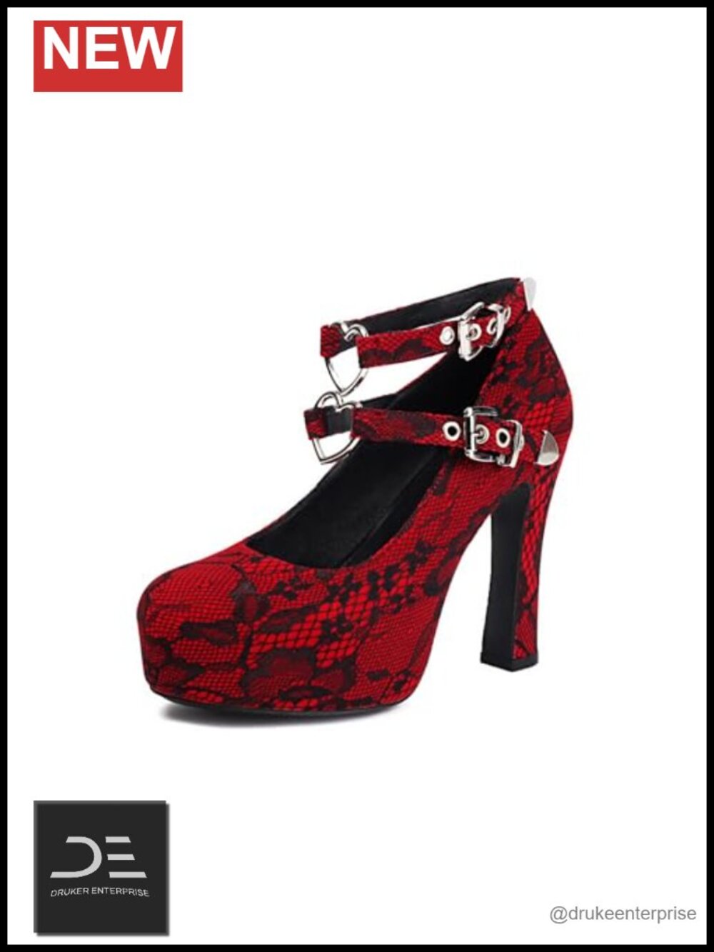 Women's Mary Jane Gothic Close Toe Platform Pump High Heels Anckle Straps